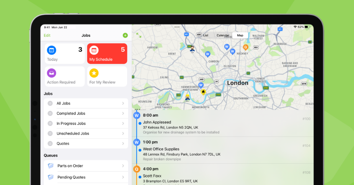 ServiceM8 Jobs Map View