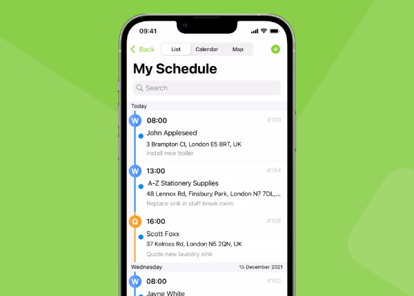 ServiceM8 Mobile Schedule View